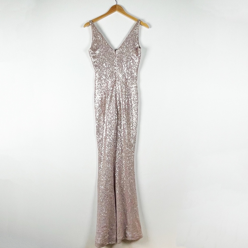 Dress The Population Harper Gold Sequin Sparkle Embellished Maxi Dress Gown M - Picture 4 of 4
